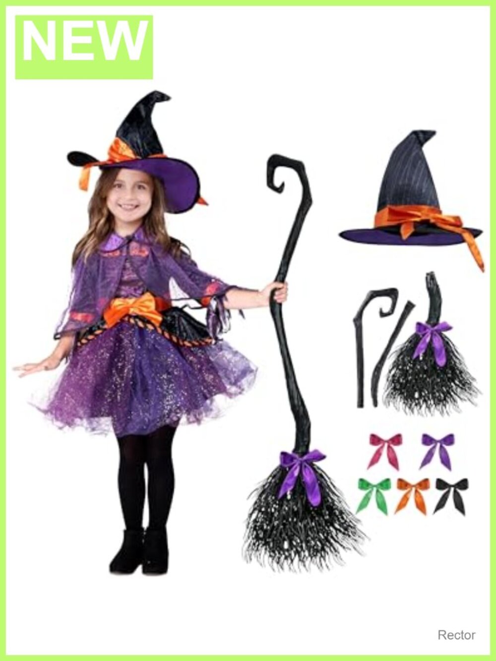 Child Witch Costume Set for Girls Halloween Pretend Play